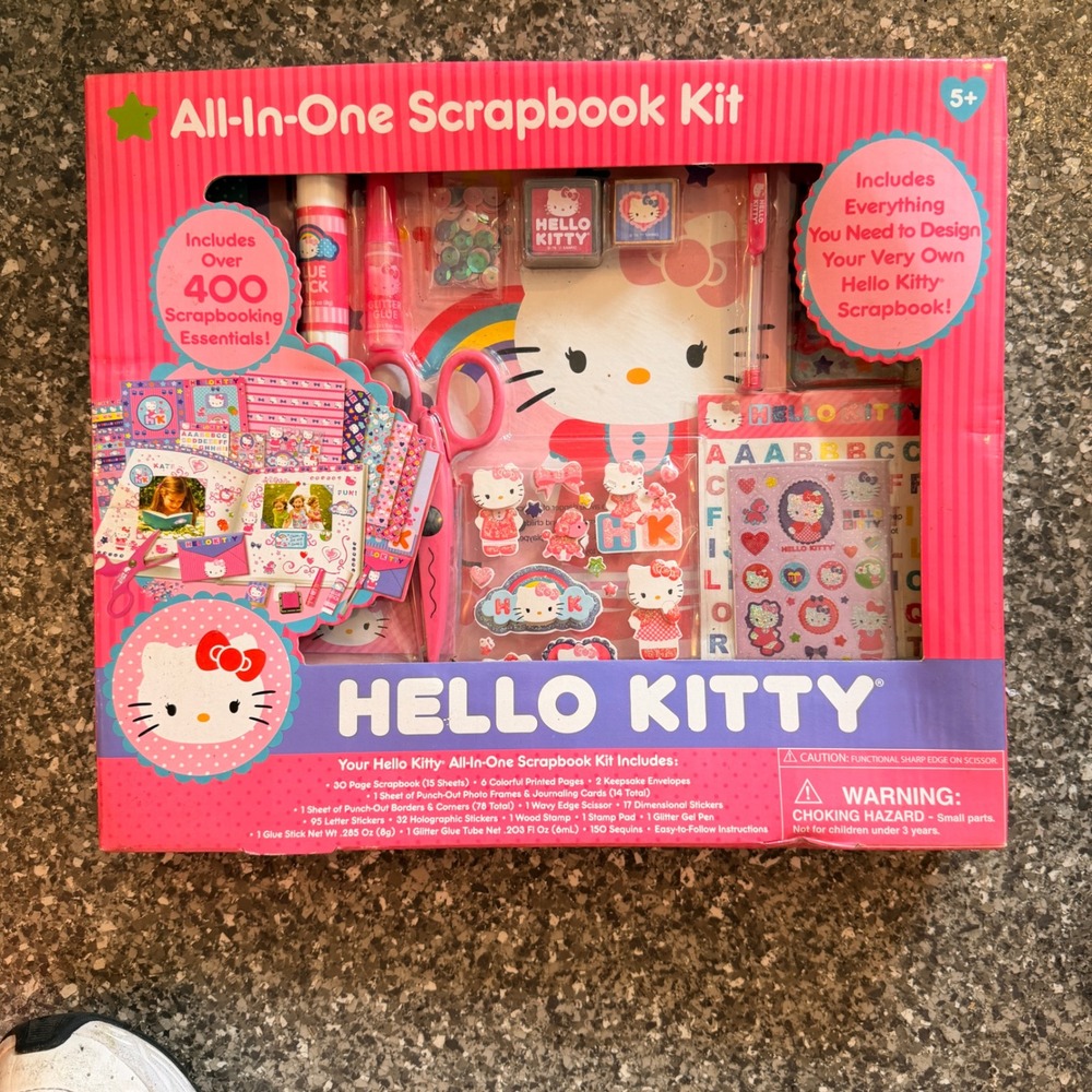 Hello Kitty All-In-One Scrapbook Kit Sanrio Arts and Crafts Set 400+ Pieces Pink
